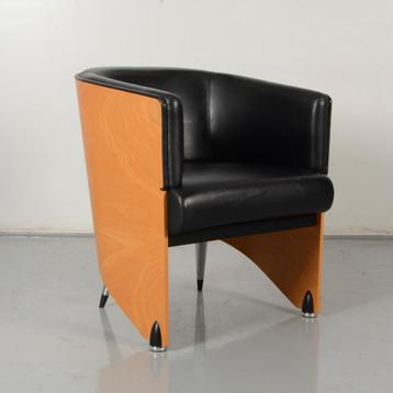 Lande Pencil design fauteuil, zwart leder