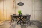 Eettafel Zwart met 4 Leonardo stoelen | 120 cm