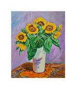 Post-impressionist School (XX) - Vase with Sunflowers, Antiek en Kunst