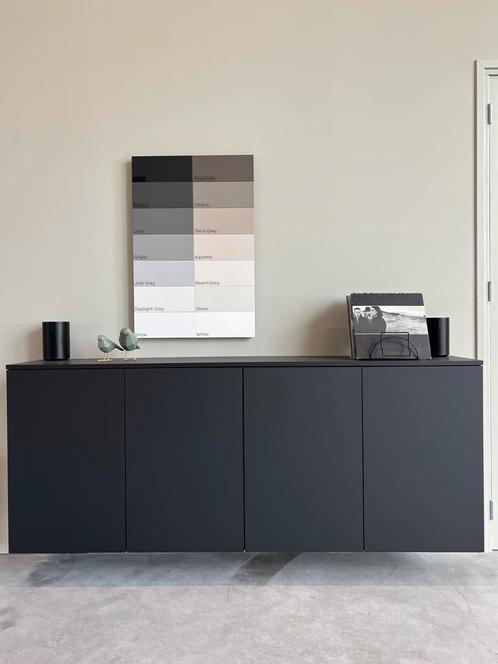 Uit voorraad leverbaar! Zwevend dressoir meubel Full Black, Huis en Inrichting, Kasten | Dressoirs, 150 tot 200 cm, 25 tot 50 cm