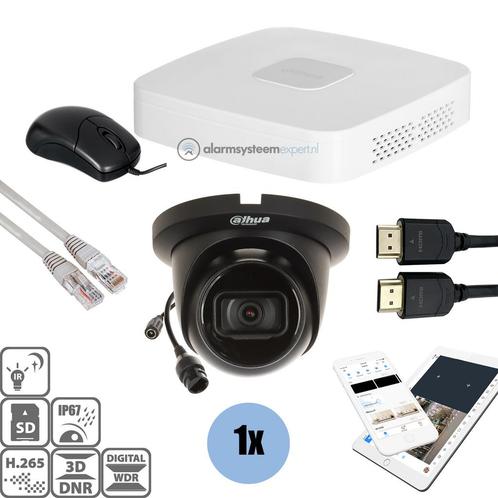 Dahua Black Kit 1x Turret 8 Mp + Recorder & Bekabeling, Audio, Tv en Foto, Videobewaking, Ophalen of Verzenden