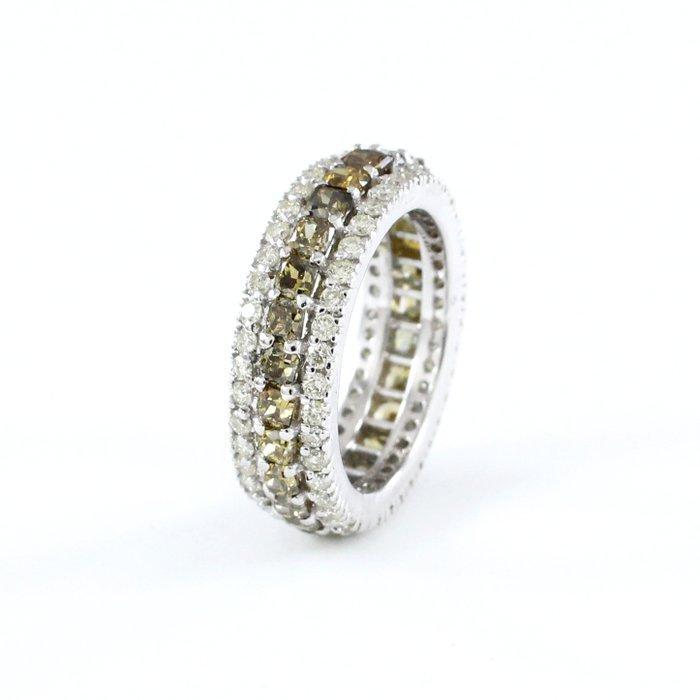Ring - 14 karaat Witgoud - 7.40ct. tw. Gemengde kleuren, Sieraden, Tassen en Uiterlijk, Ringen