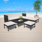 vidaXL 6-delige Loungeset met kussens poly rattan zwart, Tuin en Terras, Verzenden, Nieuw, Rotan, Loungeset