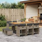 vidaXL 11-delige Tuinset met kussens poly rattan grijs, Meer dan 8 zitplaatsen, Nieuw, Tuinset, Verzenden