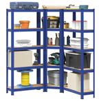 vidaXL Legbordenset 3 st 5-laags staal en bewerkt hout blauw, Verzenden, Nieuw