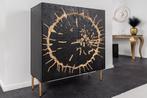 Massief houten dressoir THE CIRCLE 120cm zwart goud mango, Nieuw, Ophalen of Verzenden