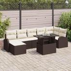 vidaXL Tuin Sofa Set met kussen met opslag 8 pcs Bruin Poly, Verzenden, Nieuw, Rotan