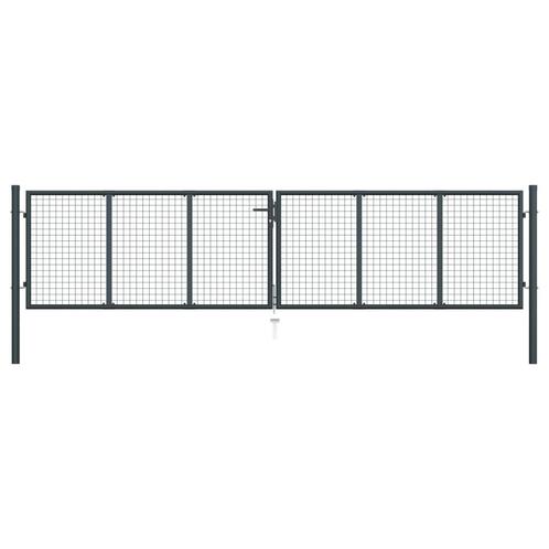 vidaXL Gaaspoort 400x150 cm gegalvaniseerd staal grijs, Tuin en Terras, Tuinpoorten, Nieuw, Verzenden