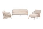 Puccini stoel-bank loungeset met voetenbank - 4-delig, Tuin en Terras, Tuinsets en Loungesets, Verzenden, Nieuw, Rvs, Loungeset