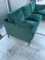 Schitterende groene velvet hoekbank, Huis en Inrichting, Banken | Bankstellen, Hoekbank, Zo goed als nieuw, 200 tot 250 cm, Vierpersoons of meer