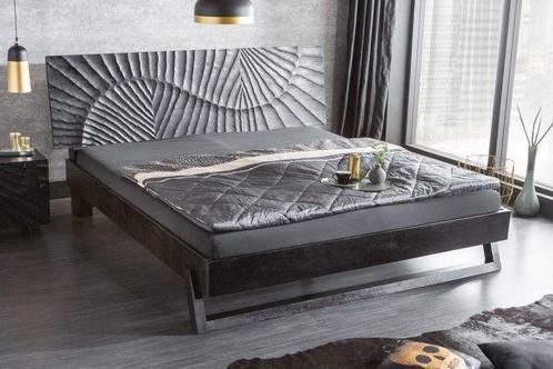 Design bed SCORPION 180x200cm zwart mangohout 3D snijwerk, Huis en Inrichting, Slaapkamer | Bedden, Ophalen of Verzenden