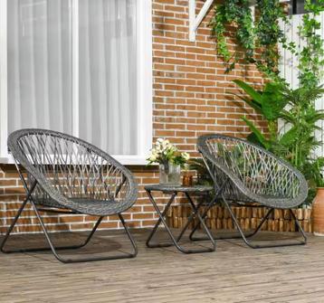 3-delige Balkonset met Tafel – Rotanlook Tuinmeubelen beschikbaar voor biedingen
