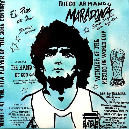 Mélina Jorgues Aim - Diego Maradona - D10S - Street Art, Antiek en Kunst, Kunst | Schilderijen | Modern