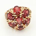 Ring - 14 karaat Geel goud - 6.58ct. tw. Granaat, Sieraden, Tassen en Uiterlijk, Ringen, Nieuw