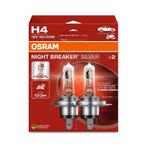 Osram Night Breaker Zilver 12V H4 60/55W - set 2 stuks, Verzenden, Nieuw