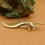 Gouden veer broche | Vintage (gouden broche, geelgoud), Sieraden, Tassen en Uiterlijk, Broches, Ophalen of Verzenden, Gebruikt