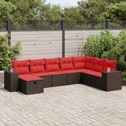 vidaXL 8-delige Loungeset met kussens poly rattan bruin, Tuin en Terras, Tuinsets en Loungesets, Loungeset, Nieuw, 8 zitplaatsen