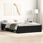 vidaXL Bedframe zonder matras 135x190 cm bewerkt hout zwart, Huis en Inrichting, Slaapkamer | Bedden, Bruin, Verzenden, 190 cm of minder