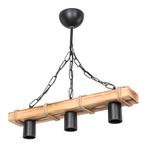 [lux.pro] Hanglamp Hemel 3E27 zwart houtkleurig en jute, Huis en Inrichting, Lampen | Hanglampen, Nieuw, Verzenden