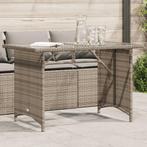 vidaXL Tuintafel met glazen blad 110x68x70 cm poly rattan, Tuin en Terras, Tuintafels, Verzenden, Nieuw