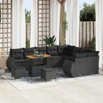 vidaXL 12-Delige Tuinbank Set Met Kussens - Zwart Poly, Tuin en Terras, Tuinsets en Loungesets, Verzenden, Nieuw