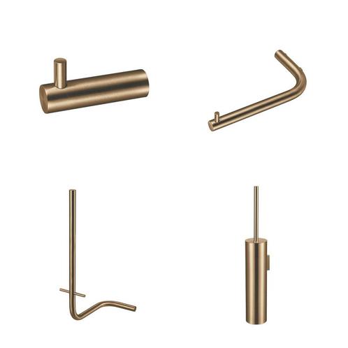 Accessoireset Qisani Flow Toiletruimte Geborsteld Goud, Doe-het-zelf en Verbouw, Sanitair, Bad, Nieuw, Ophalen of Verzenden