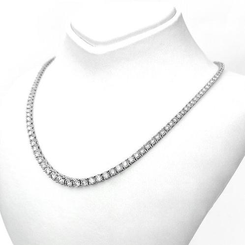 Halsketting - 14 karaat Witgoud, D-E/VVS - 11.01ct. tw., Sieraden, Tassen en Uiterlijk, Kettingen