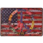 Metalen plaatje - Amerikaanse vlag - Peace Sign NIEUW, Ophalen of Verzenden, Nieuw