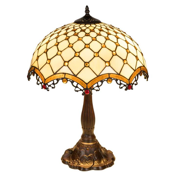 Tiffany tafellamp – Ø 41 × H 56 cm – Ruitpatroon, Huis en Inrichting, Lampen | Tafellampen, Nieuw, Verzenden