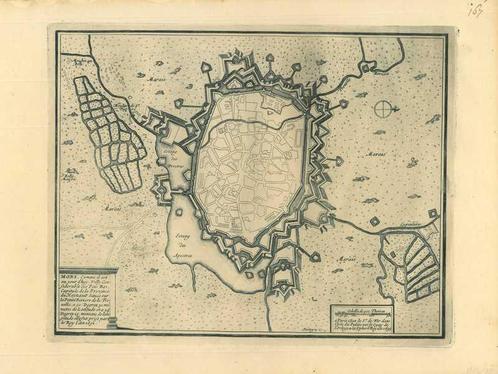 Stadsplattegrond van Mons, Antiek en Kunst, Kunst | Etsen en Gravures