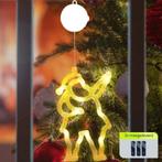 Kerstverlichting Raam Kerstman met Kerstcadeau - 20x12cm -, Diversen, Kerst, Verzenden, Nieuw