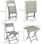 3-delige Balkonset – Klapstoelen & Tafel van Polyrattan, Verzenden, Nieuw