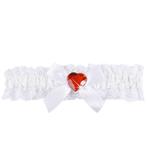 Witte Kousenband Met Rood Diamanten Hartje, Verzenden, Nieuw