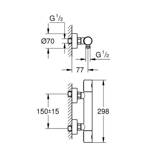 Thermostaatkraan Grohe Grohtherm 1000 Cosmopolitan M Opbouw, Doe-het-zelf en Verbouw, Sanitair, Ophalen of Verzenden