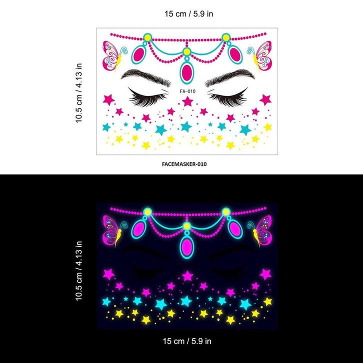 Gezicht Sticker Glow in the Dark FA-010, Kleding | Heren, Carnavalskleding en Feestkleding, Nieuw, Ophalen of Verzenden