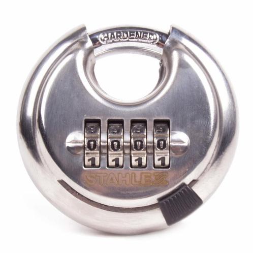 Stahlex Discus slot met cijferslot - RVS - Ø 70 mm - Weer.., Auto diversen, Aanhangwagen-onderdelen, Nieuw, Ophalen of Verzenden