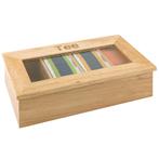 GGM Gastro | Theedoos - Hout - 4 vakken - met venster & |, Verzenden, Nieuw in verpakking