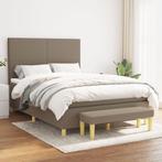 vidaXL Boxspring met matras stof taupe 140x200 cm, Verzenden, 140 cm, 200 cm, Stof