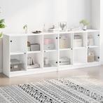 vidaXL Boekenkast met deuren 204x37x75 cm bewerkt hout wit, Verzenden, Nieuw, Overige houtsoorten