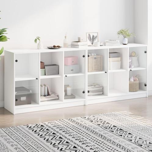 vidaXL Boekenkast met deuren 204x37x75 cm bewerkt hout wit, Huis en Inrichting, Kasten | Buffetkasten, Nieuw, Overige houtsoorten