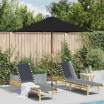 vidaXL Parasol met houten paal 150x200 cm zwart, Verzenden, Nieuw, 1 tot 2 meter