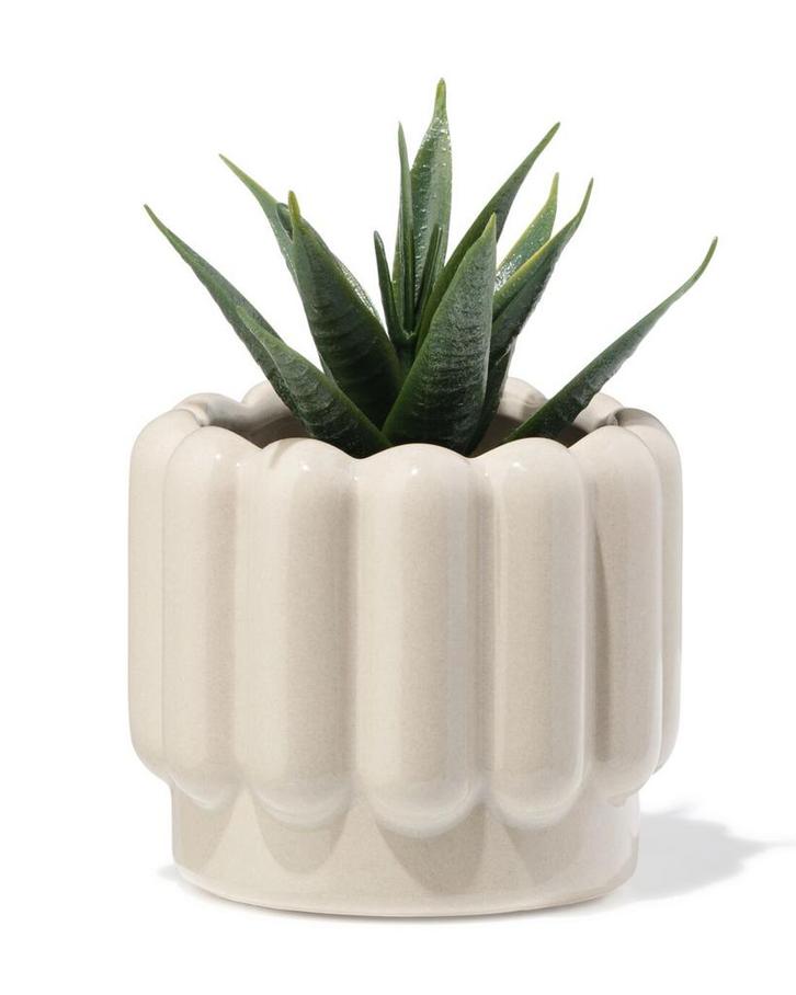 HEMA Bloempot 7x6cm keramiek ribbel grijs, Huis en Inrichting, Kamerplanten, Verzenden