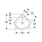 Hoekfontein Geberit Bastia 45x40 cm met Kraangat met, Ophalen of Verzenden, Nieuw