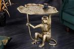 Design Bijzettafel WILDLIFE MONKEY 60cm goud antiek metaal, Ophalen of Verzenden, Nieuw