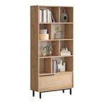 Boekenkast Kvænangen 175,5x84x29,5 cm eiken rotan look zwart, Huis en Inrichting, Verzenden, Nieuw