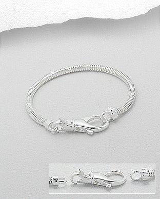 Zilveren bead - slangen armband 22,5 cm, Sieraden, Tassen en Uiterlijk, Bedels, Verzenden