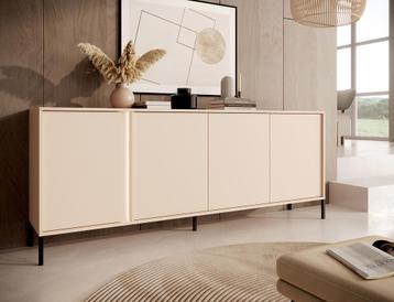 Dressoir Beige - 203x81x40 cm - Metalen poten - 4 deuren