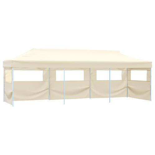 vidaXL Vouwtent pop-up met 5 zijwanden 3x9 m crème, Tuin en Terras, Partytenten, Nieuw, Verzenden