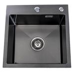 Lendo Online Spoelbak met Kraangat 44x44x20 cm Zwart RVS, Huis en Inrichting, Verzenden, Nieuw