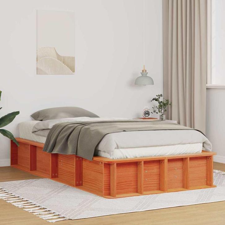 vidaXL Bedframe Wasbruin 80 x 200 cm Massief grenenhout, Huis en Inrichting, Slaapkamer | Bedden, Bruin, Nieuw, Hout, Verzenden